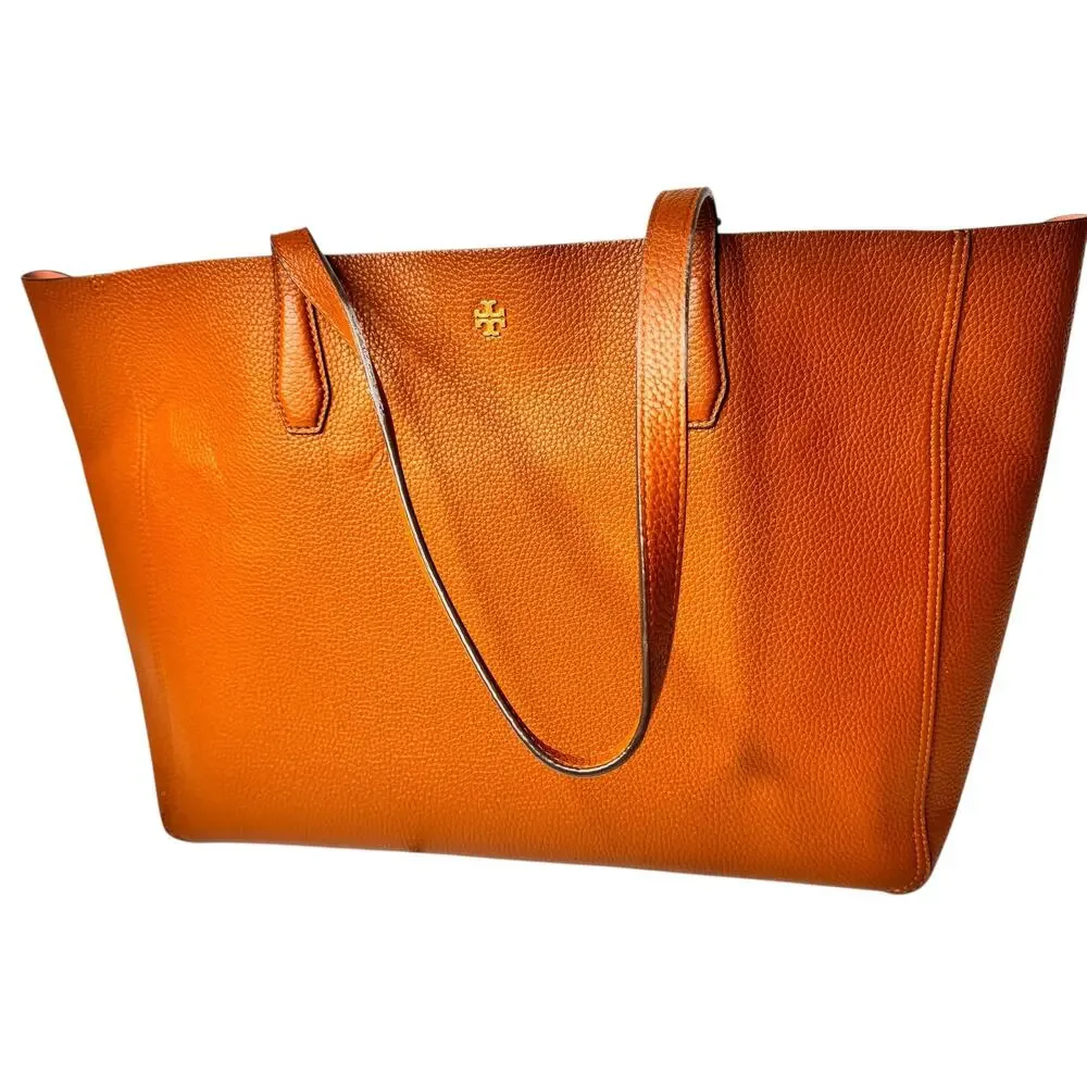 Tory Burch Blake Large Tote purse and insert Brown big Leather Handbag 18